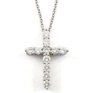 Tiffany Cross Small Diamond Necklace Platinum